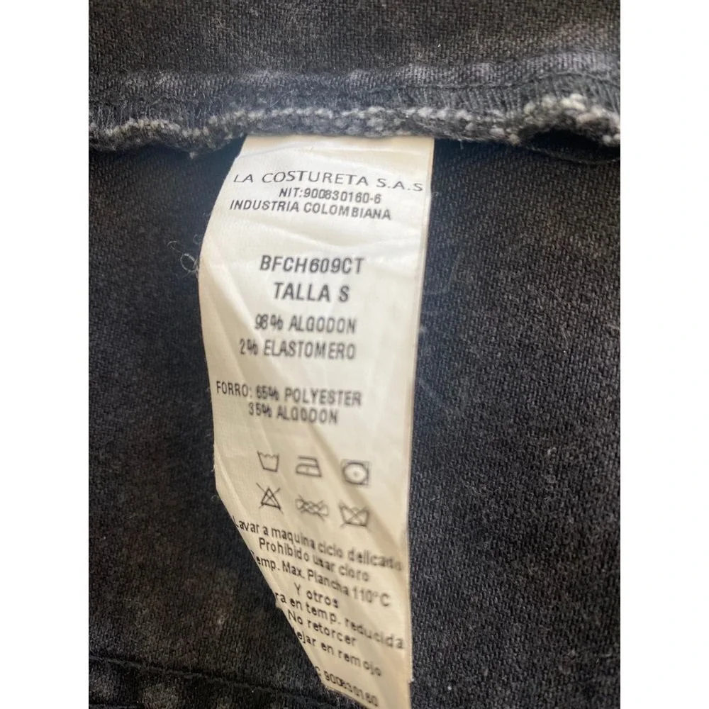Karl Lagerfeld for Falabella Black Acid‎ Wash Embellished Denim Jacket Sequin